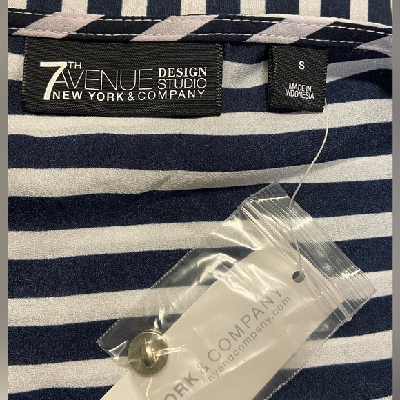 New York & Company - Long Sleeve Navy Blue and White Stripes Blouse (NWT) - Picture 7 of 7